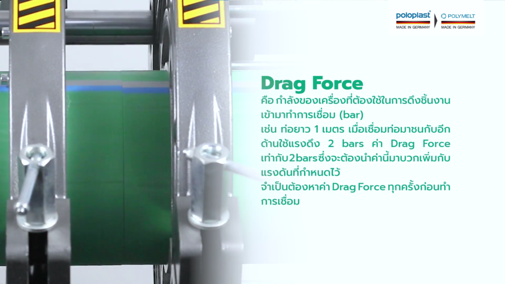 Drag Force คือ แรงที่ใช้ในการลากท่อ ppr